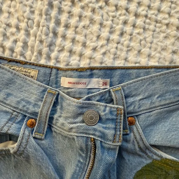 Levi’s Strauss & Farm Rio High Loose fitting Tropical Blue Straight Leg Jeans - Picture 4 of 4